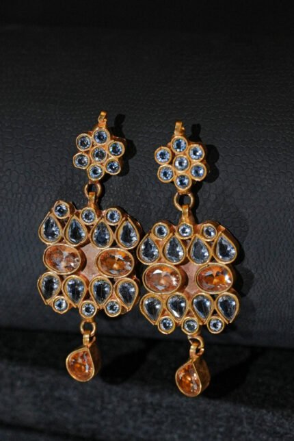 Ornate Floral Gemstone Earrings | Colorful Luxury Jewelry for Weddings | AS Xpression