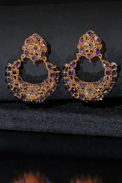 Purple and Gold Chandelier Earrings | Festive Luxury Jewelry | AS Xpression