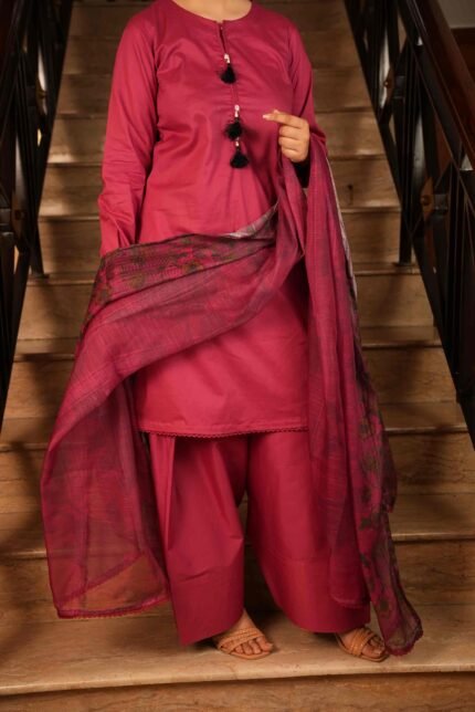 3 Piece Scarlet Red Lawn Suit Pret
